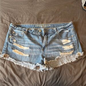 American Eagle Outfitters Distressed Light Denim Cutoff Shorts (Tomgirl Shortie)